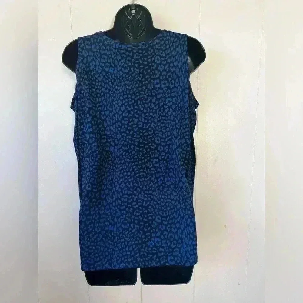 Michael Kors Peekaboo Shoulder Long Sleeve Womens Sz M Blue Leopard Print Top